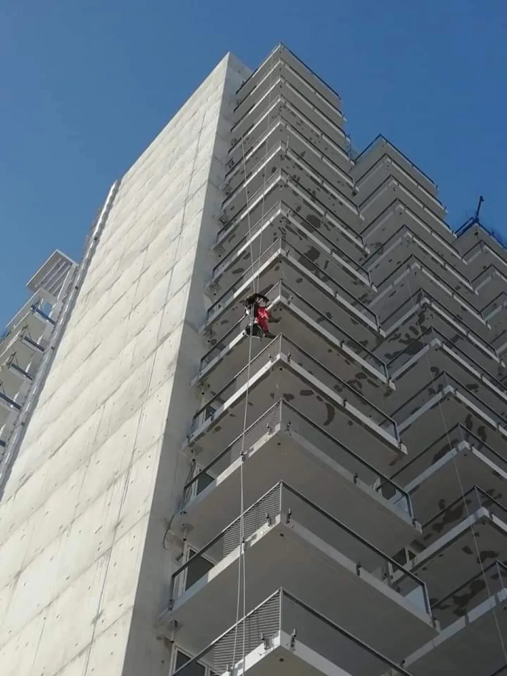 Balcony repairs at height on a tower block