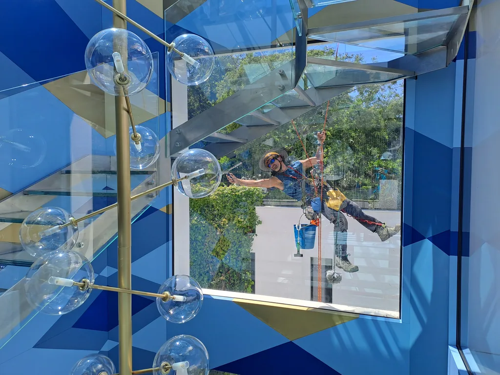 Window cleaning at a villa, Cannes