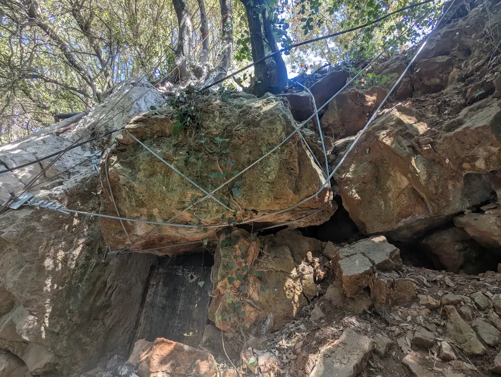Boulders secured with nets