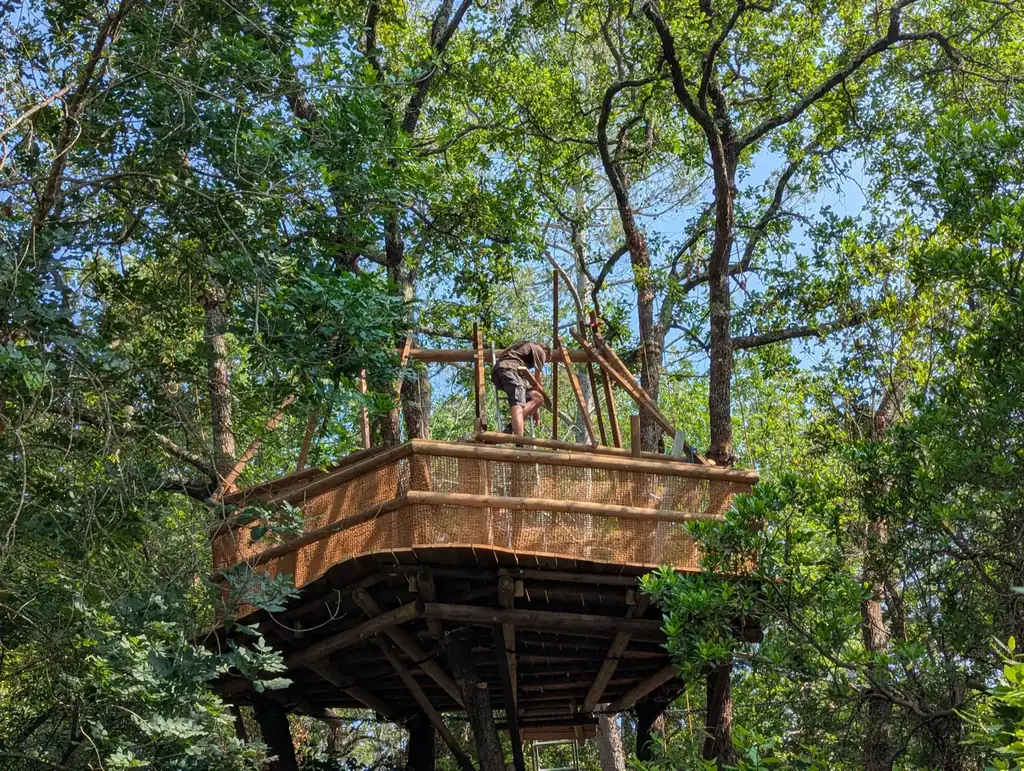 Treehouse platform under construction